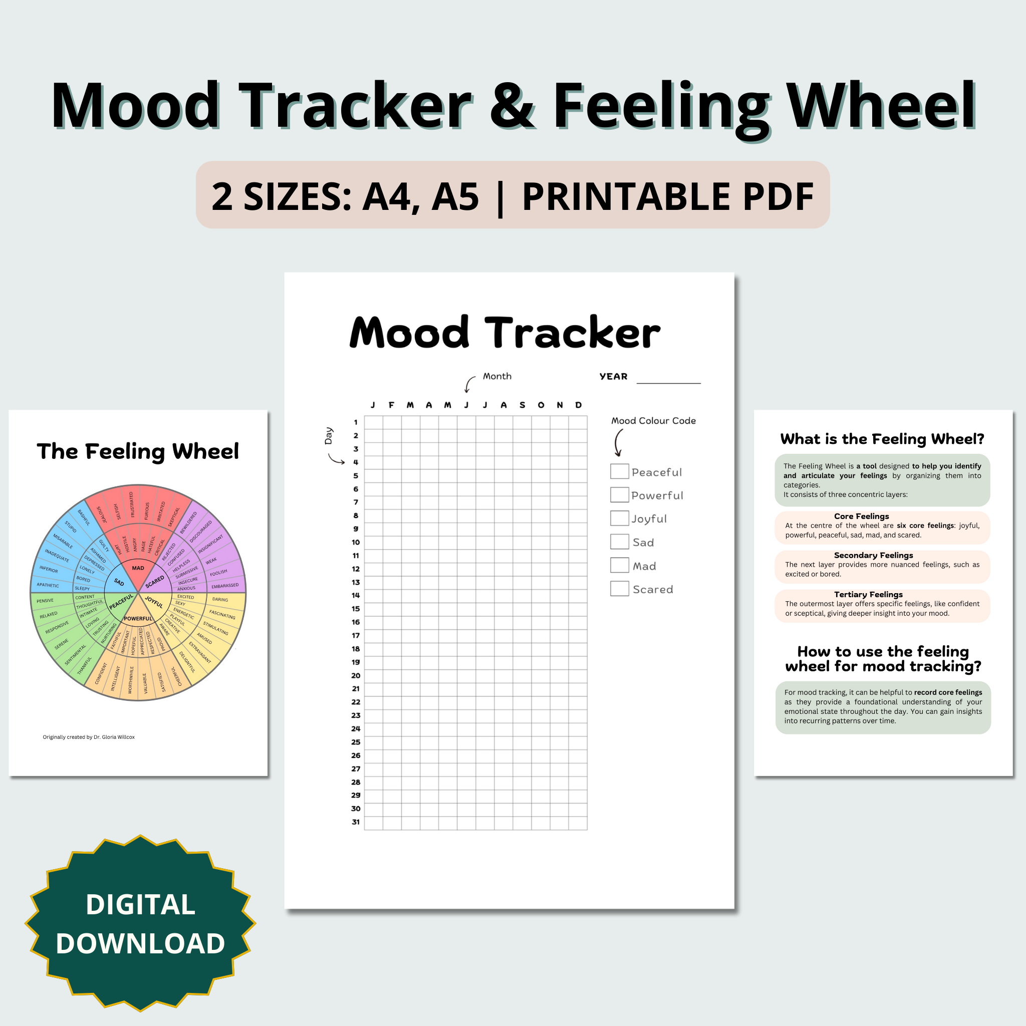 Mood Tracker with Feeling Wheel