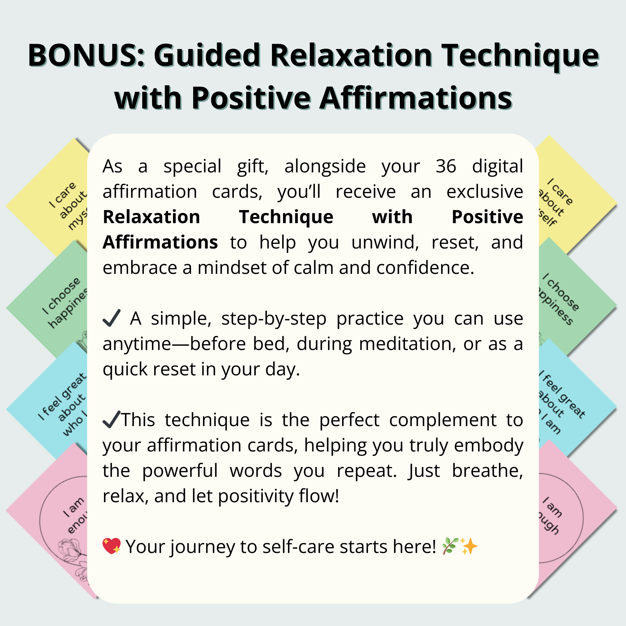 36 Printable Positive Affirmation Cards - Pastel