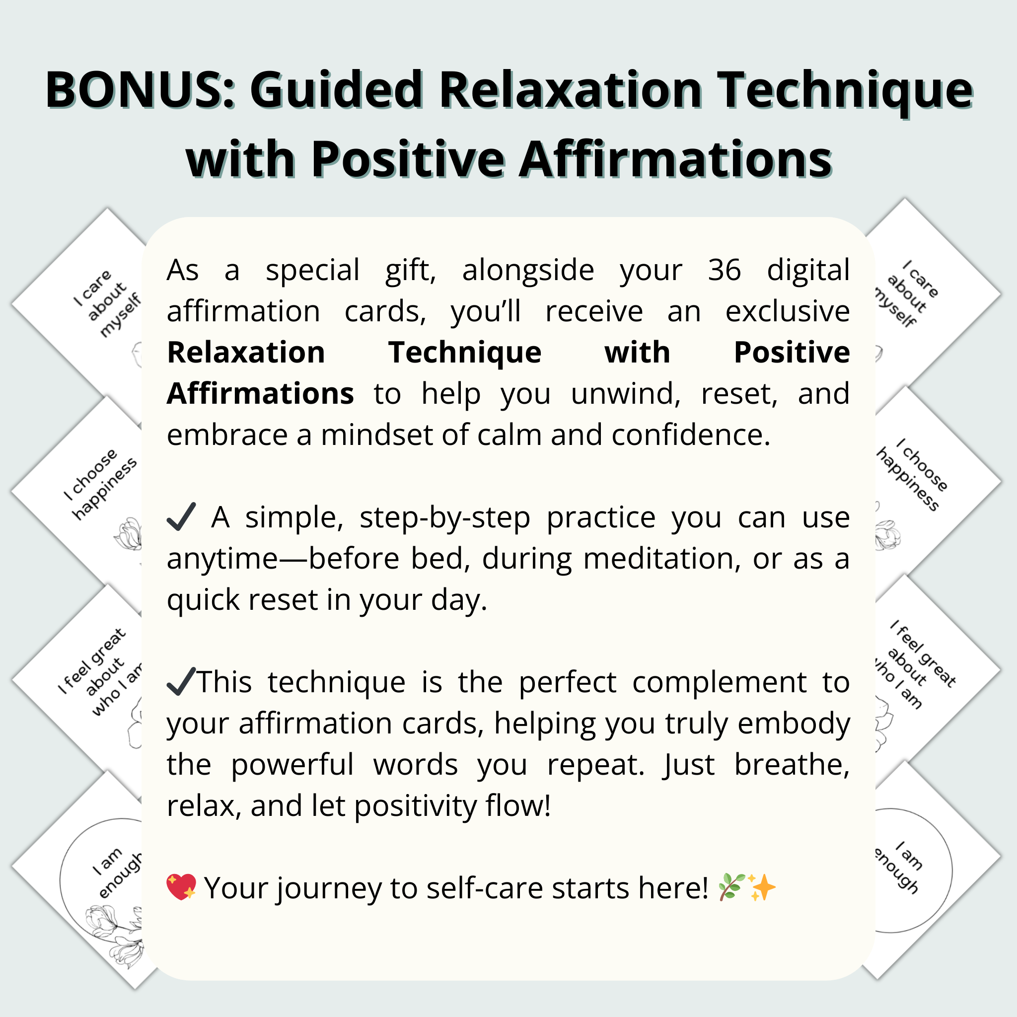 36 Printable Positive Affirmation Cards - Black and White