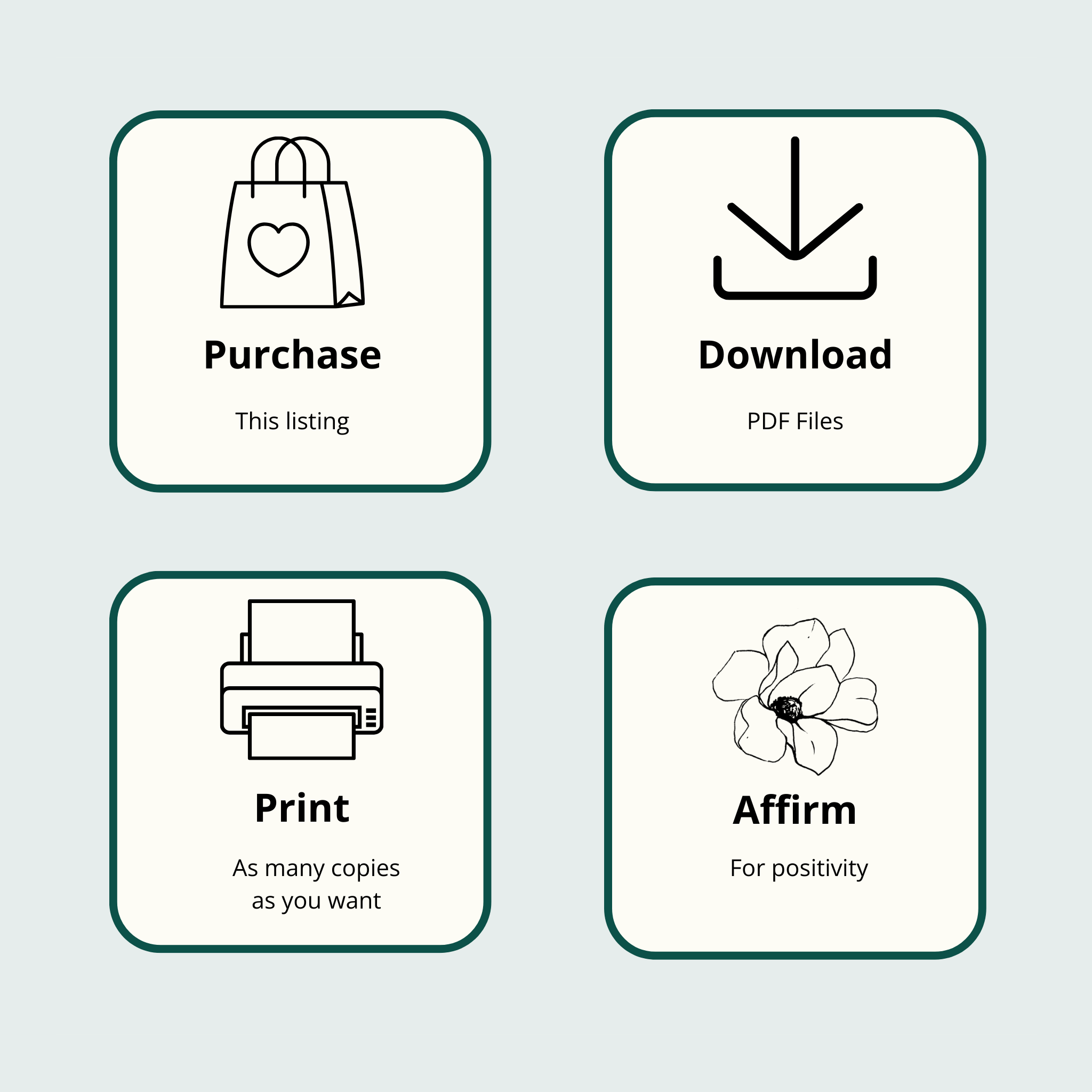 36 Printable Positive Affirmation Cards - Black and White