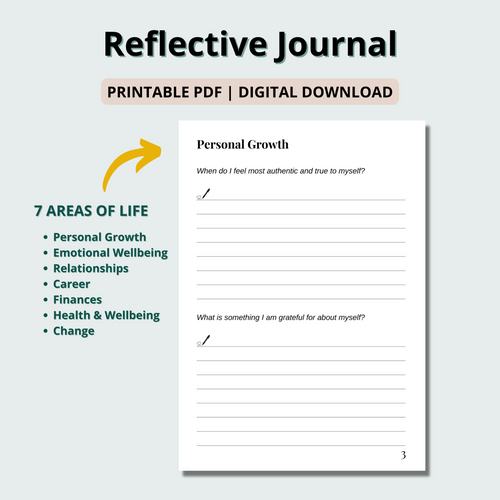 Reflective Journal with 28 Prompts in 7 Areas of Life