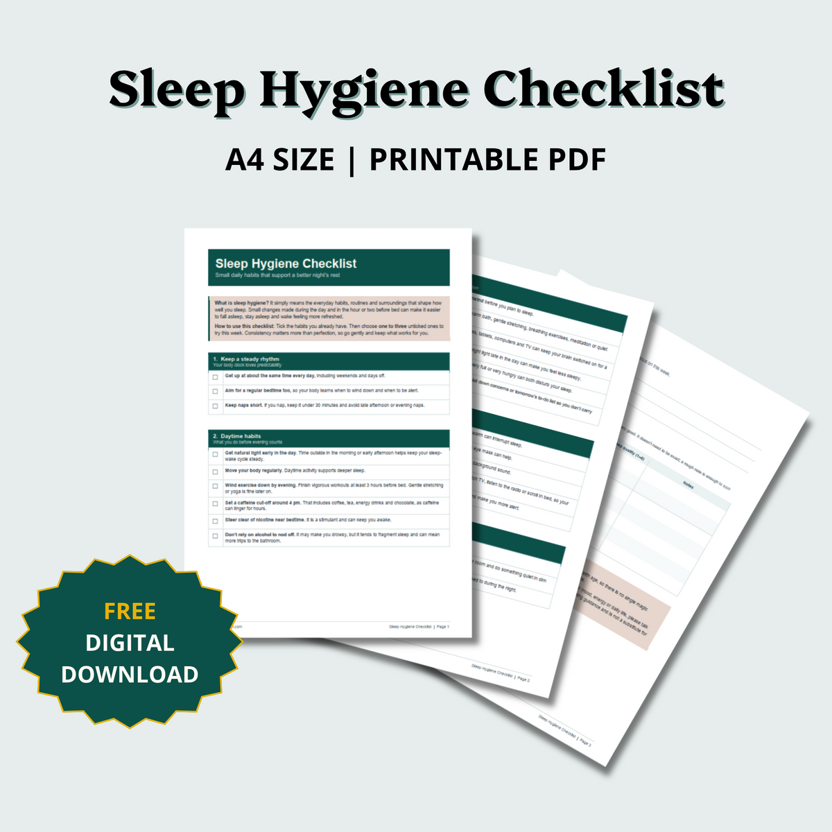 Free Sleep Hygiene Checklist: Printable Bedtime Routine & Sleep Diary