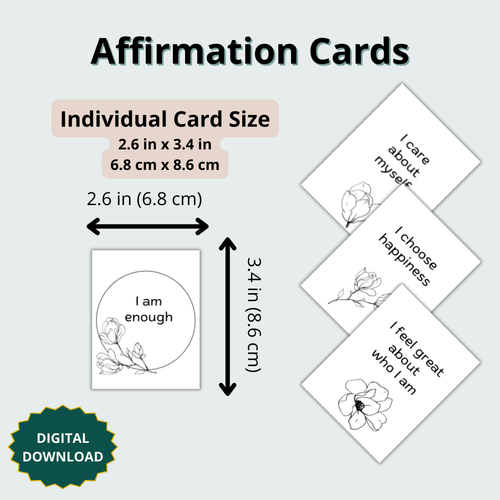 36 Printable Positive Affirmation Cards - Black and White