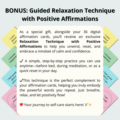 36 Printable Positive Affirmation Cards - Pastel