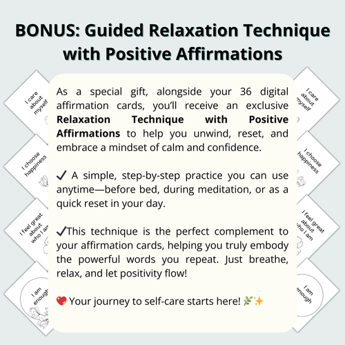 36 Printable Positive Affirmation Cards - Black and White